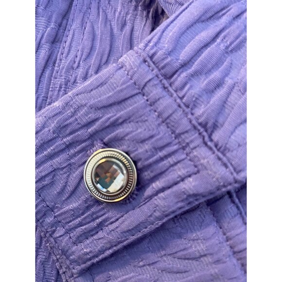Laura Ashley Purple Textured Jacket Full Zip Lined Collared Jewel Buttons Small - Picture 5 of 10